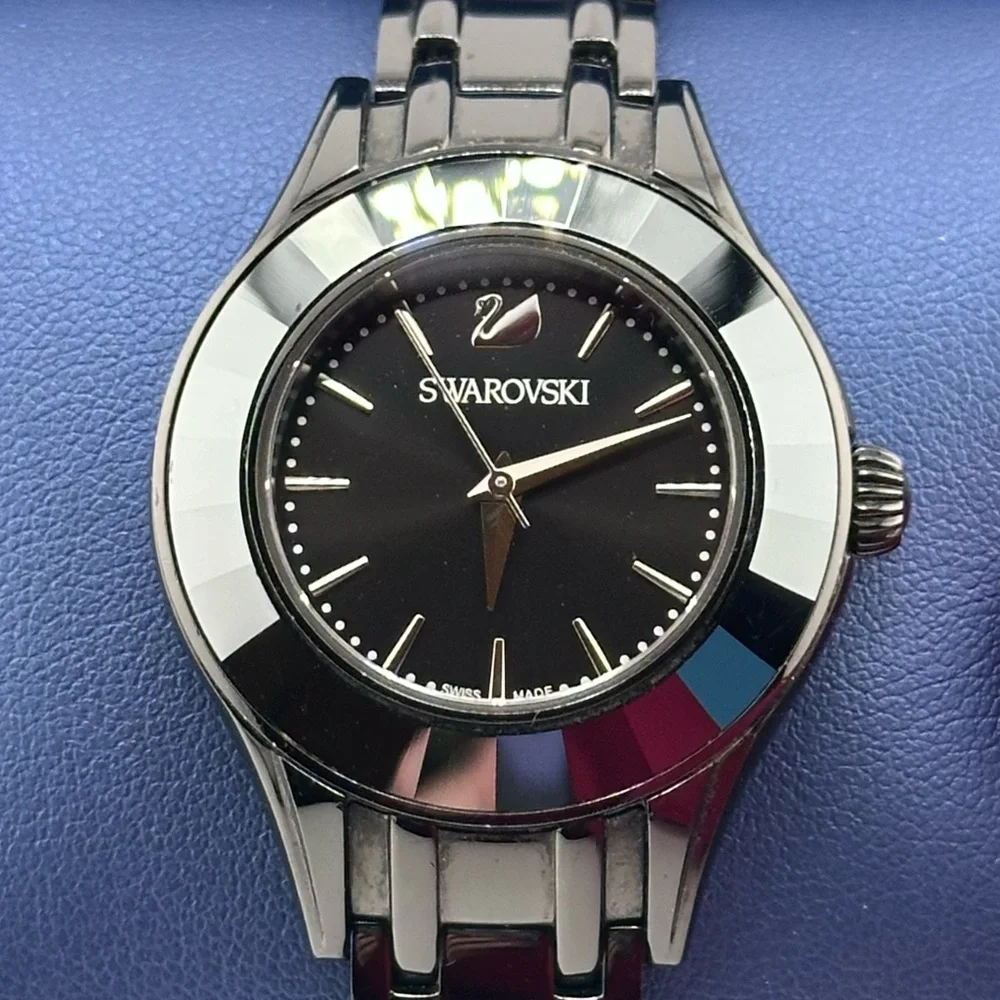 Swarovski Alegria 33mm Black Crystal Bezel Sunray Dial Watch